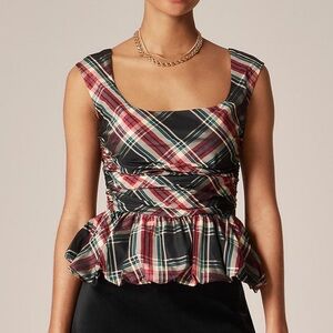 J crew Scoopneck bubble-hem tank top in tartan